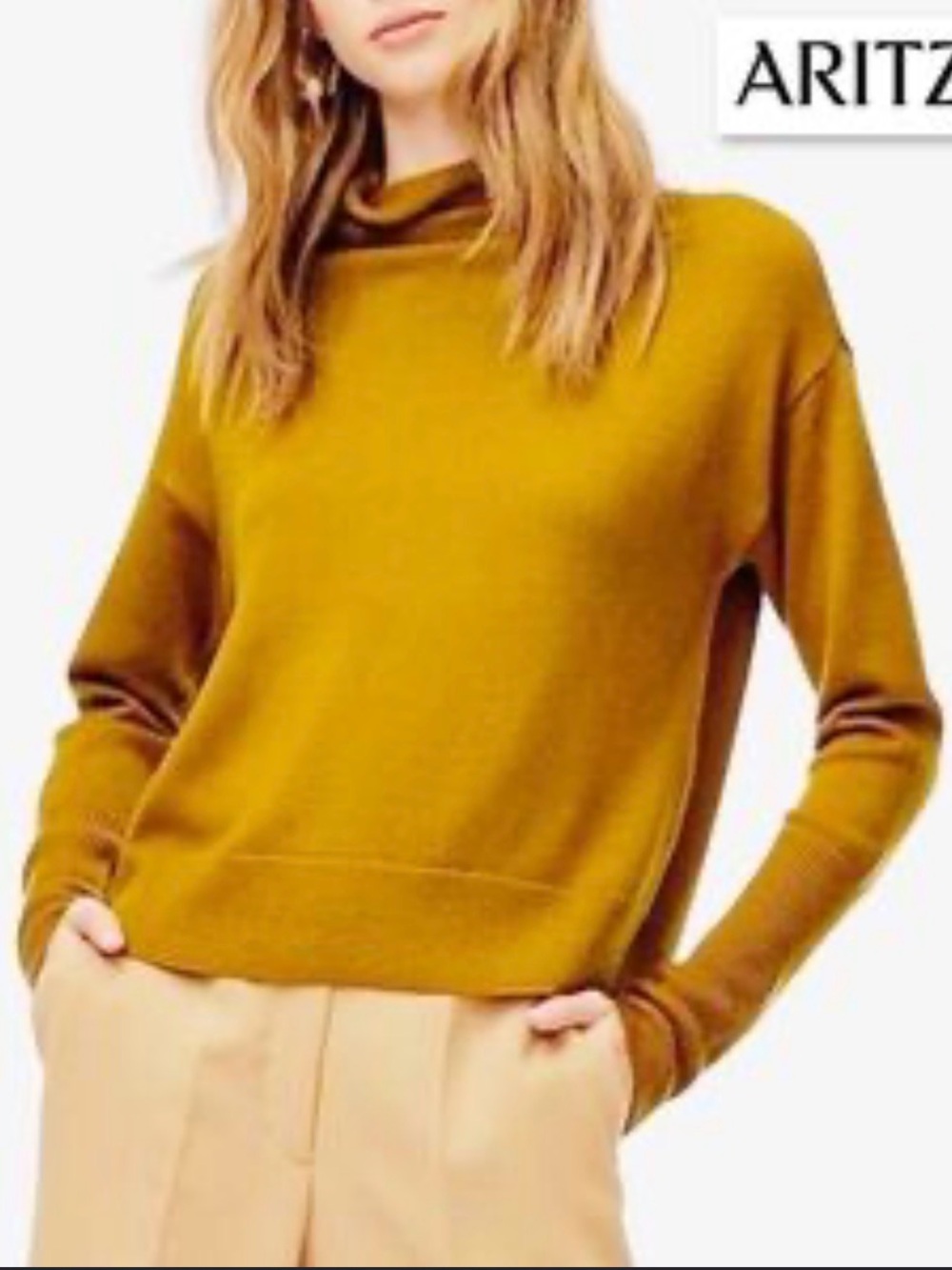 Wilfred Aritzia Cyprie Merino Wool Pale Yellow Sweater - Picture 1 of 8